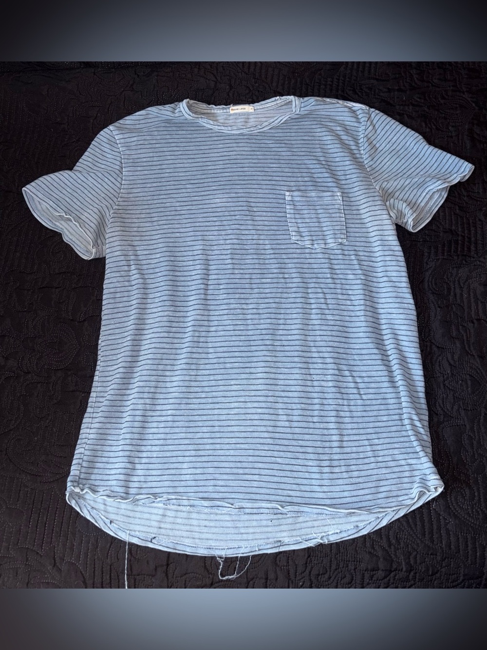 Marine Layer Light Blue and White Striped Pocket Shirt Size Medium